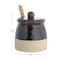 Hello Honey® 4.4" Black Stoneware Sugar Pot with Lid & Wood Spoon